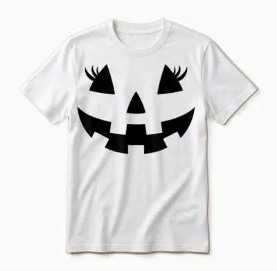 Jack O Lantern Face Pumpkin Eyelashes Hallowen Costume Funny Unisex T-Shirt - White