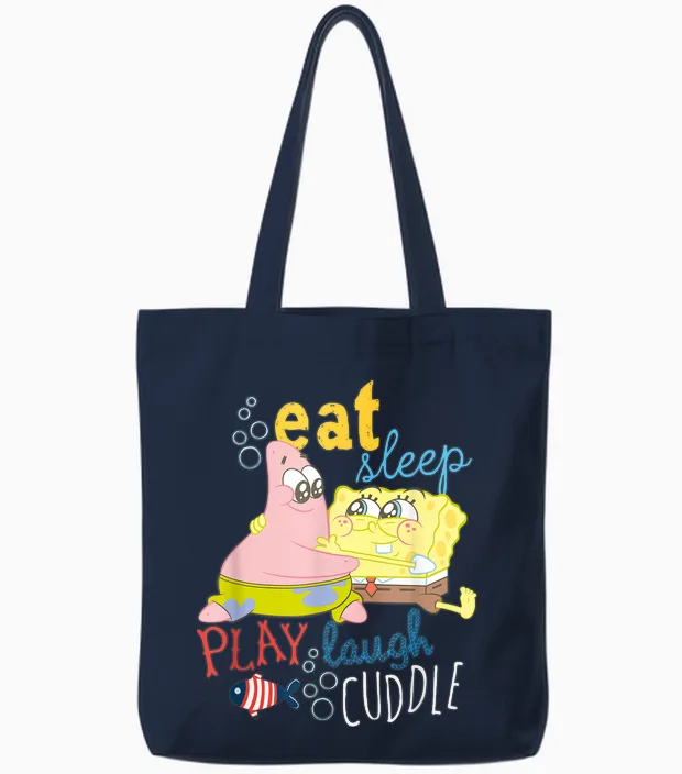 Spongebob Schwammkopf Eat, Sleep and Play Tote Bags in Navy