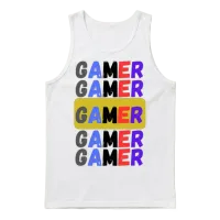 Distressed Retro Gamer Gaming Unisex Tank Top - White – 1