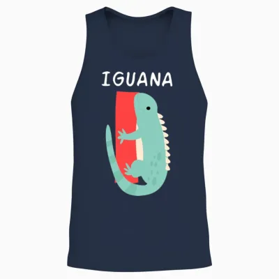 Iguana Alphabet Funny Unisex Tank Top - Navy