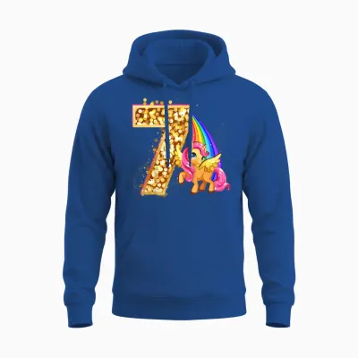 "ich Bin 7" Süßes Einhorn Geburtstag Für Mädchen Unisex Hoodie - Royal
