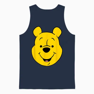 Disney Winnie the Pooh Pooh Bear Large Face T-Shirt, Gray Unisex Tank Top - Navy