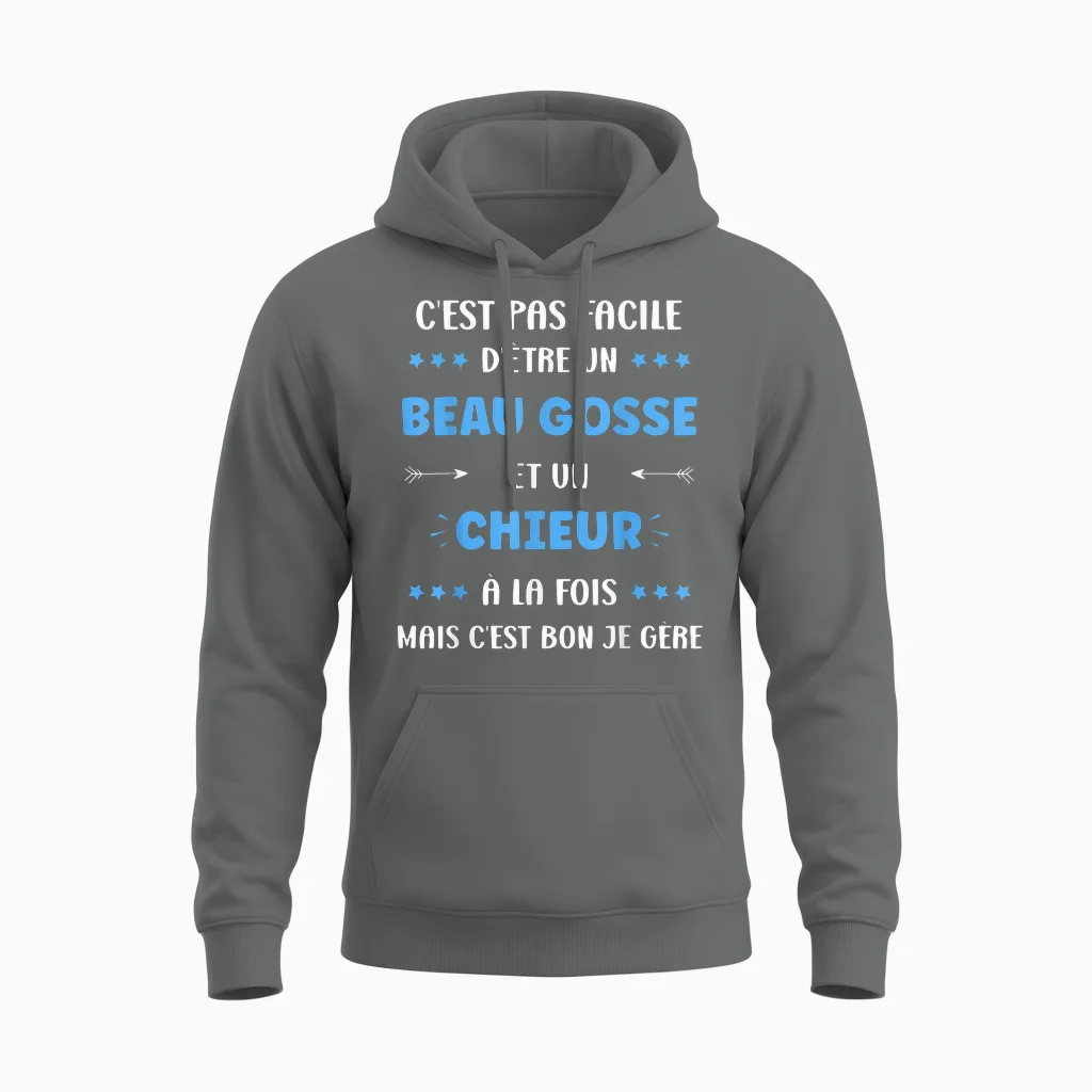 Citation Drole Super Chieur Beau Gosse Humour Chieur Unisex Hoodie in Graphite Heather