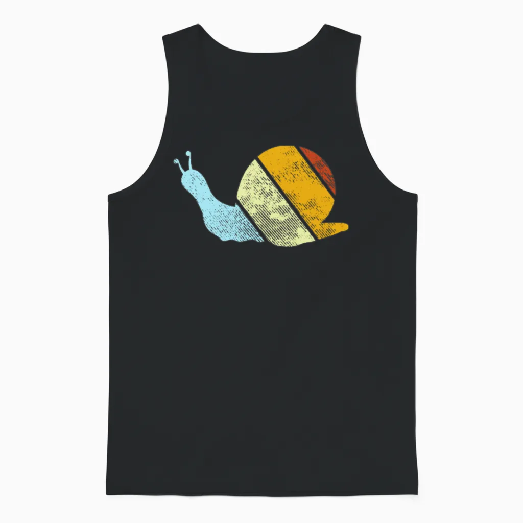 Snail Retro Unisex Tank Top in Black