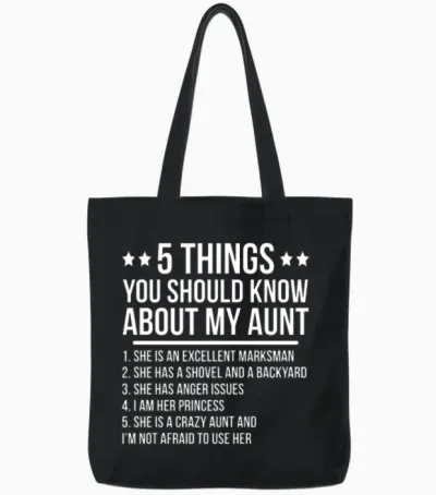Funny Crazy Aunt Niece Gift Tote Bags - Black