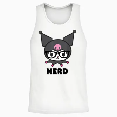 Sanrio Kuromi Nerd Glasses Unisex Tank Top - White