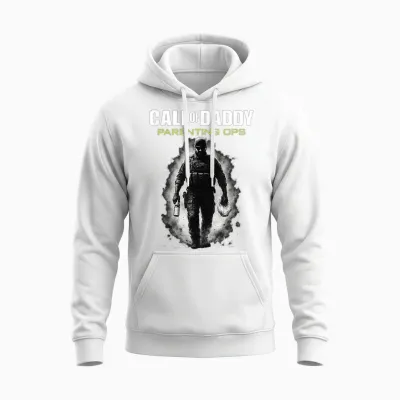 Call of Daddy Parenting Ops - Father's Day Great Dad Joke T-Shirt, Black, S Unisex Hoodie - White