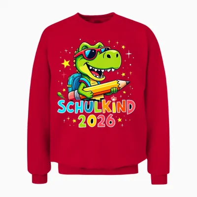 Schulkind 2026 Dino T-Rex Cool Einschulung Erste Klasse Unisex Sweatshirt - Red