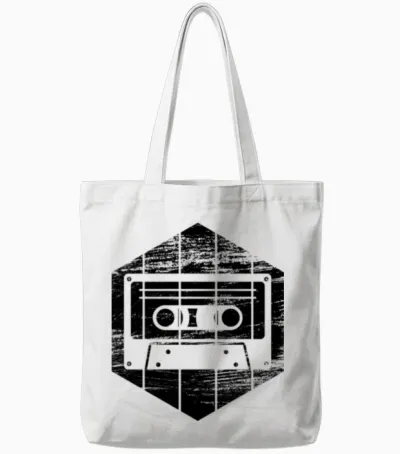 80s Cassette Tape Tote Bags - White