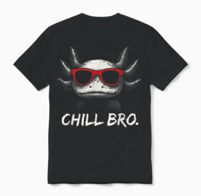 Chill Bro Funny Axolotl with Sunglasses Gamer Unisex T-Shirt - Black