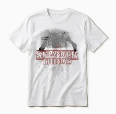Stranger Things Demogorgon Glow Logo Unisex T-Shirt - White