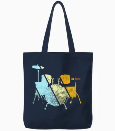Drums Retro Tote Bags - Navy