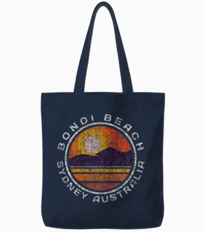 Bondi Beach Distressed Tote Bags - Navy