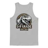 5th Grade Dino Crew T-Rex Back to School Unisex Tank Top - Ash – 1