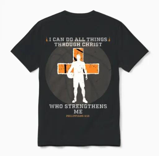 Christian Basketball Shirt Bible Verses Religious Unisex T-Shirt in Black