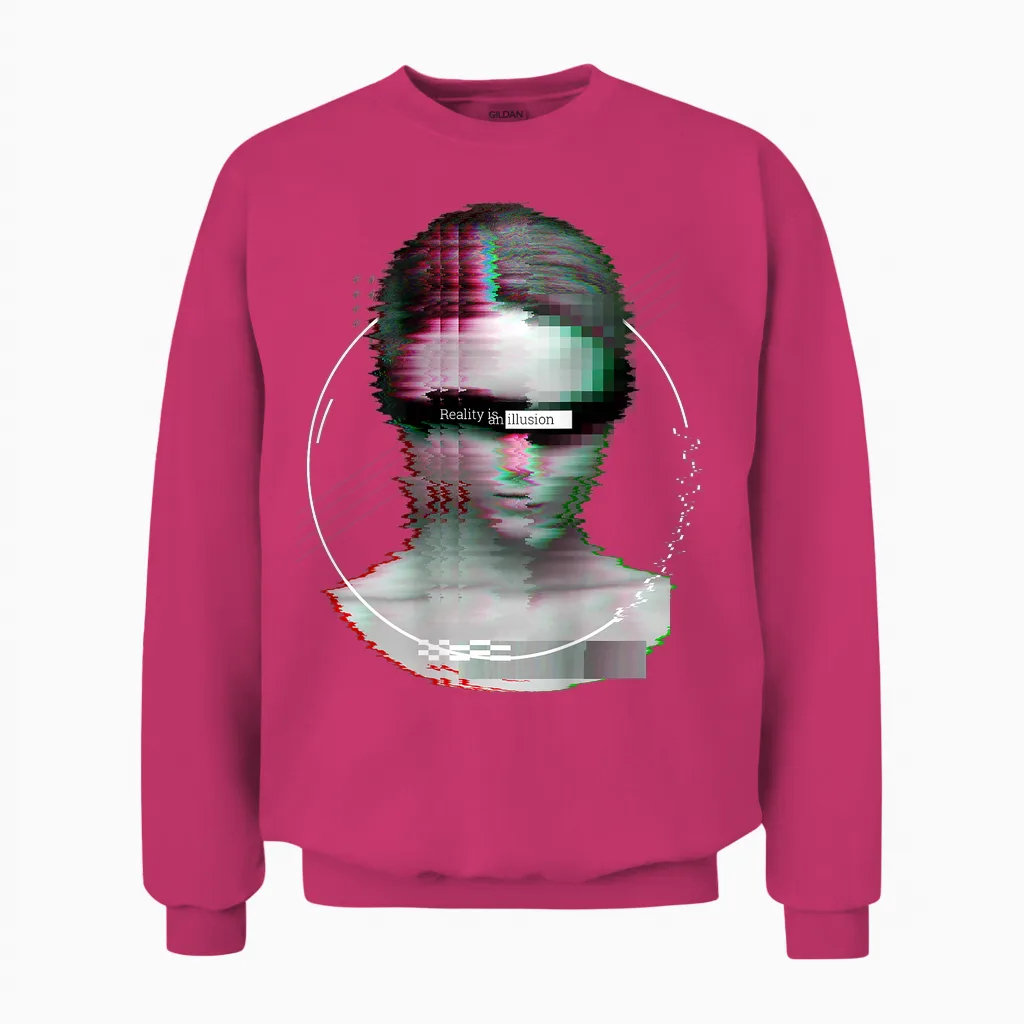 Backprint: Techno Music Vaporwave Edm Party Raver Festival T-Shirt, Black Unisex Sweatshirt in Heliconia