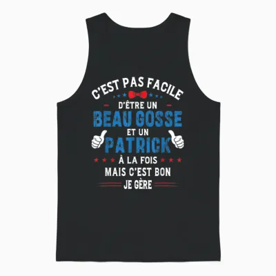 Funny Christmas Gift for Men Handsome Kid Patrick Humor T-Shirt, Black, S Unisex Tank Top - Black