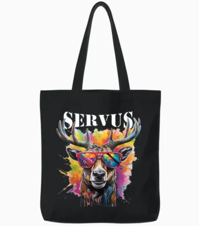 Servus Trachtenshirt Trachten Tracht Hirsch Tirol & Bayern Tote Bags - Black