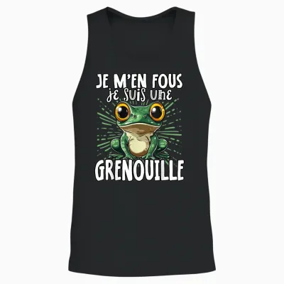 Je M'en Fous Je Suis Une Grenouille - Cute Frog T-Shirt, Black, S Unisex Tank Top - Black