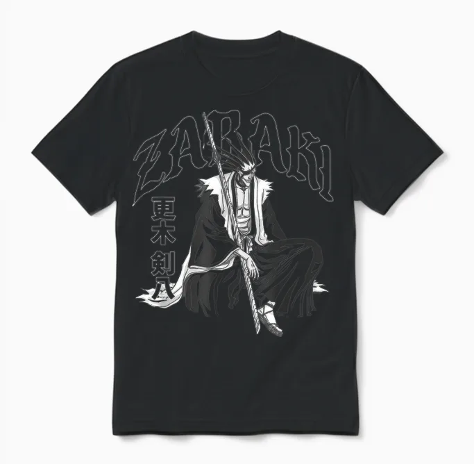 Bleach Zabaki Gothic Print Anime Unisex T-Shirt in Black