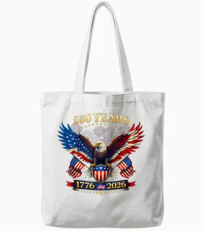 250 Years American 1776 2026 250th 4th July Independence Day Tote Bags - White