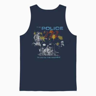 The Police Rock Music Band Ghost in the Machine T-Shirt, Black Unisex Tank Top - Navy