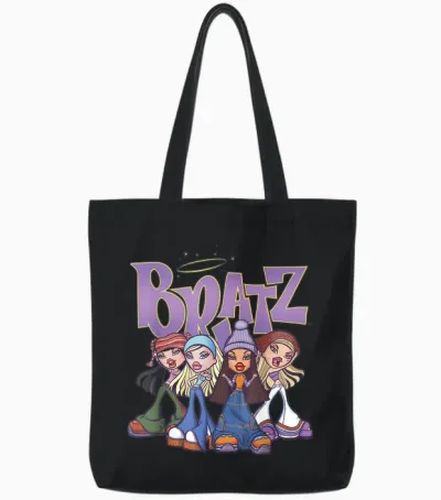Bratz Original Four Group Shot Logo Tote Bags - Black