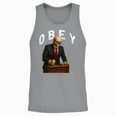 Obey Usa Fight Funny Freedom Power Unisex Tank Top - Sport Grey