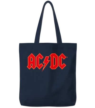 Ac/dc Red Logo with Lightning Bolt Tote Bags - Navy