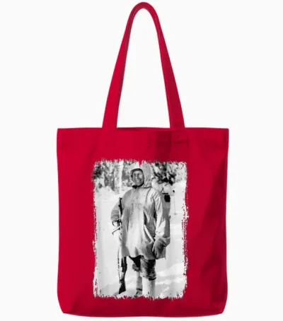 Simo Häyhä, the White Death, Famous Finnish Sniper Tote Bags - Red