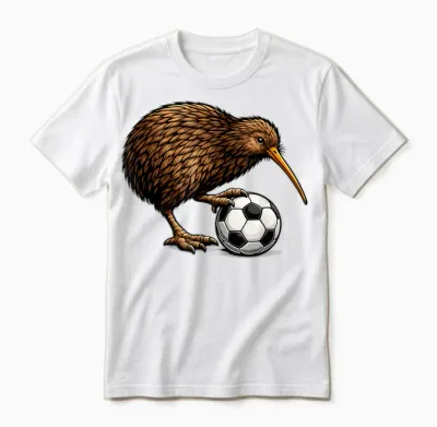 Lustiger Kiwi-Vogel Mit Fußball Neuseeland Fan Design Unisex T-Shirt - White