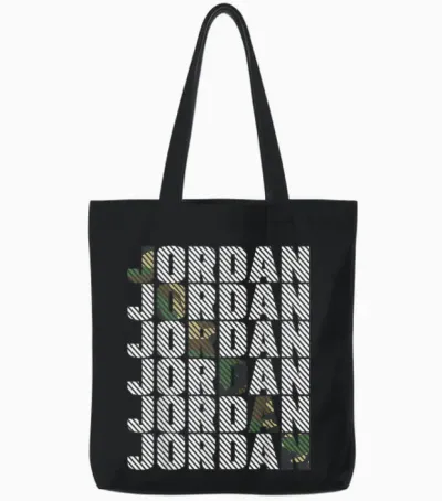 Diagonal Jordan Camo Pattern Green Camouflage Tote Bags - Black