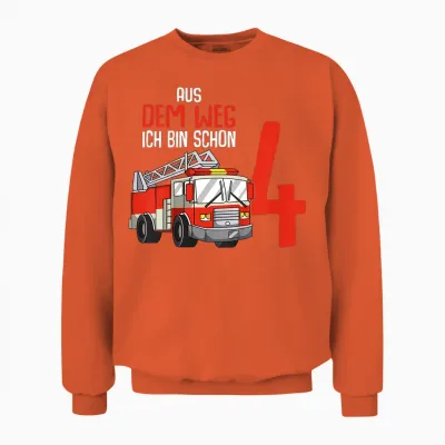 4. Geburtstag Feuerwehr 4 Jahre Kinder Junge Unisex Sweatshirt - Orange
