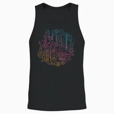 Colorful Music Instruments Unisex Tank Top - Black