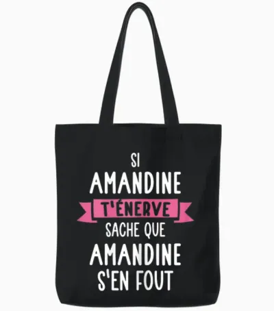 Amandine Women's Gift Humour Name Personalised T-Shirt, Black Tote Bags - Black