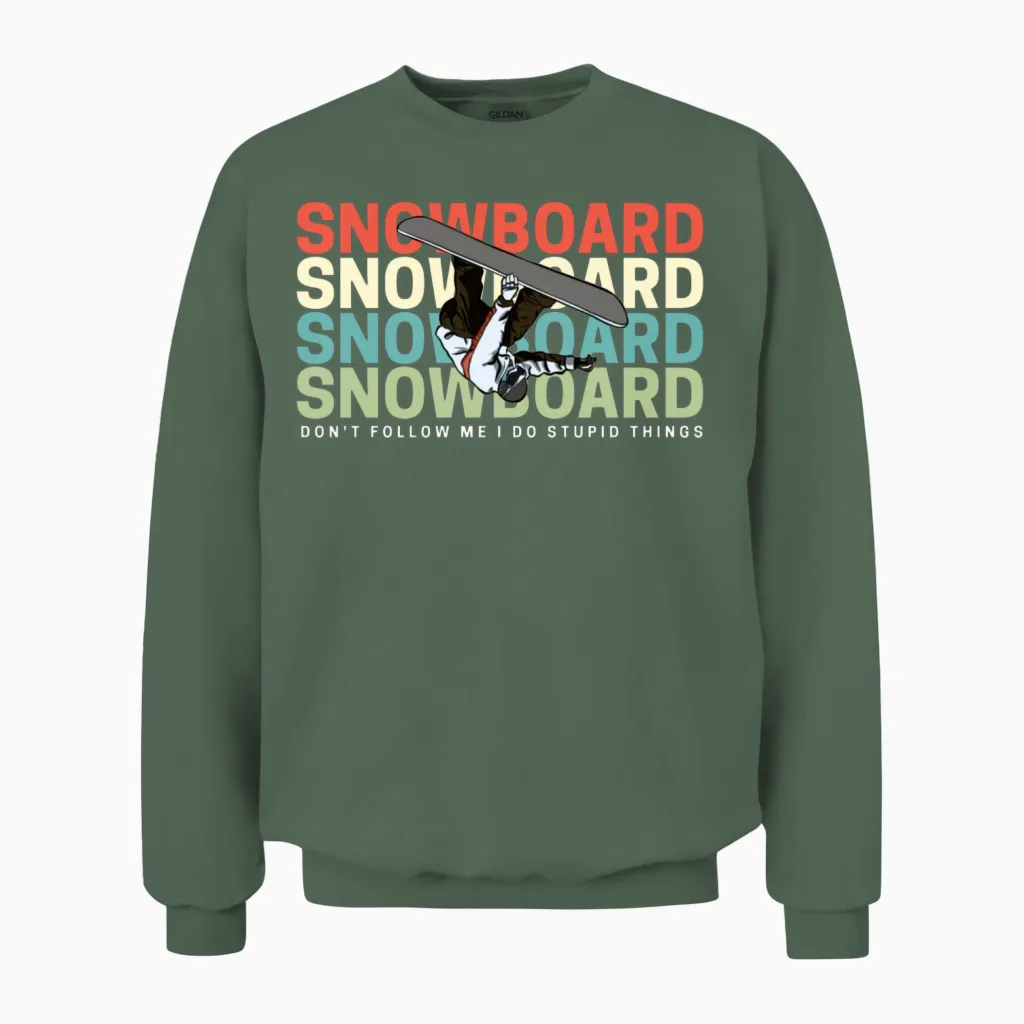 Snowboard Skiing Retro Cool Unisex Sweatshirt - Military Green