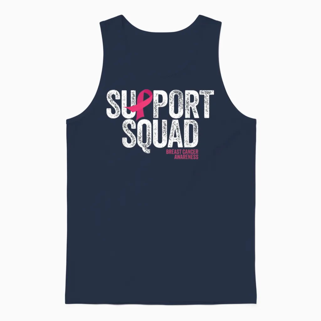 Breast Cancer Shirts Support Squad Breast Cancer Awareness Unisex Tank Top in Navy