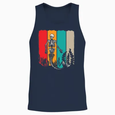 Skeleton Mermaid Retro Unisex Tank Top - Navy