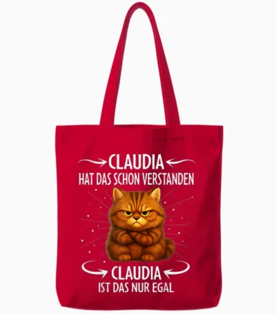Claudia Hat Das Schon Verstanden Cat Funny Saying Tote Bags - Red