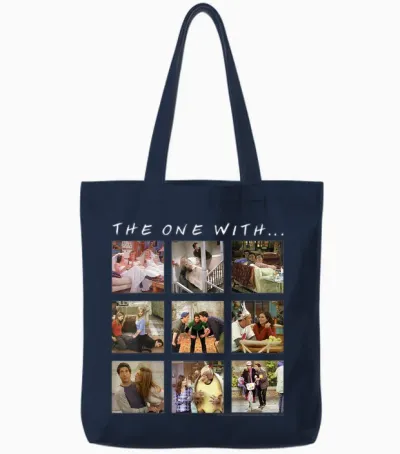 Friends Group Shot the One with Character Panels Tote Bags - Navy