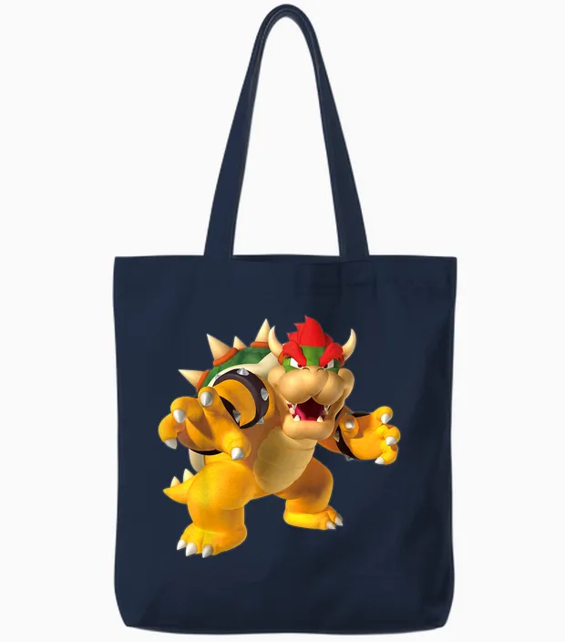 Super Mario Bowser Tote Bags in Navy