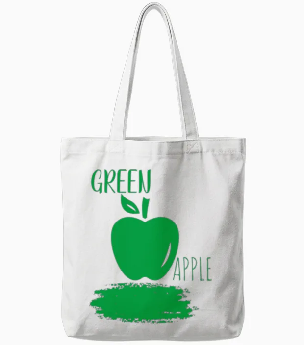 Awesome Green Apple Tote Bags in White