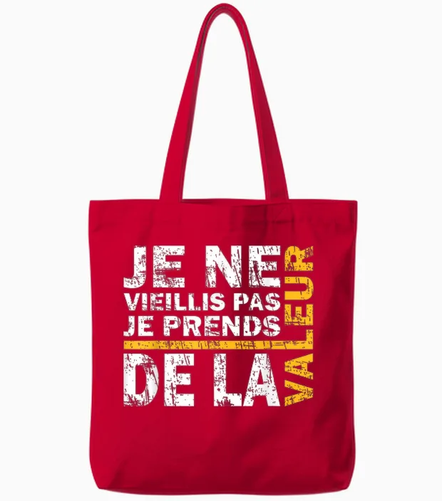 Je Ne Vieillis Pas Je Avends De Valeur Humour Gift Tote Bags in Red