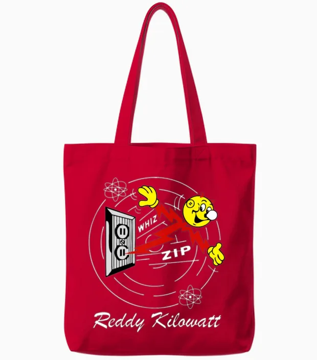Reddy Kilowatt Electric Tote Bags in Red