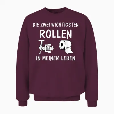Funny Angel T-Shirt with German Text "die Zwei Wichtigsten Rollen in Meinem Leben ", Black Unisex Sweatshirt - Maroon