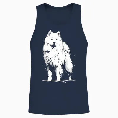 Motif Chien Samoyède Manche Longue Unisex Tank Top - Navy