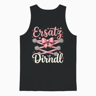Outfit Trachten T-Shirt Damen Trachtenshirt Ersatz Dirndl Unisex Tank Top - Black