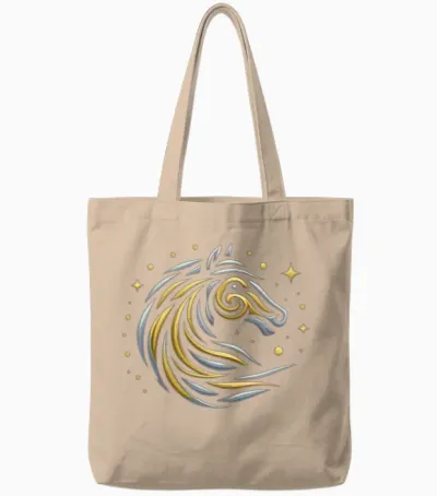 Celestial Horse Glyph Tote Bags - Natural