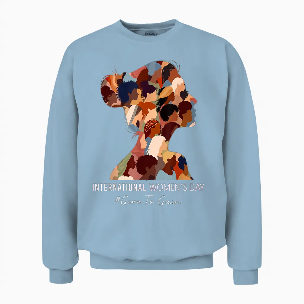 International Women's Day 2026 Give to Gain 8 March Support Unisex Sweatshirt in Light Blue