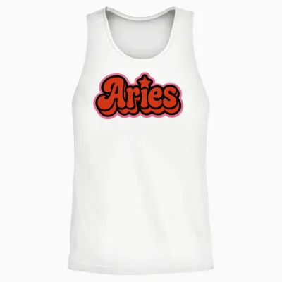 Aries Zodiac Retro Design Unisex Tank Top - White